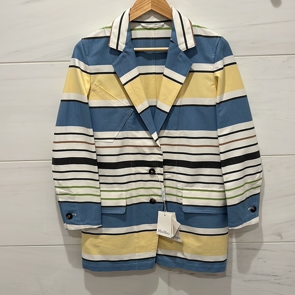 MaxMara | NWT Stallo Striped Cotton Blazer - Size US 4 - Picture 5 of 13